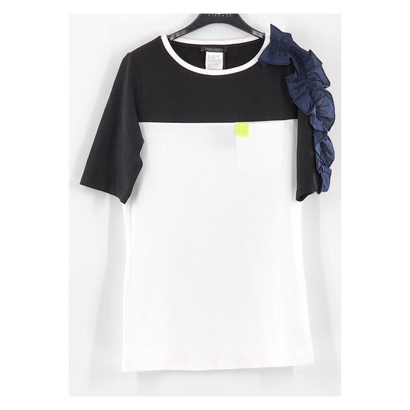 MARINA RINALDI NWT Veggia Ruffle Color Block T-Shirt - Picture 6 of 9